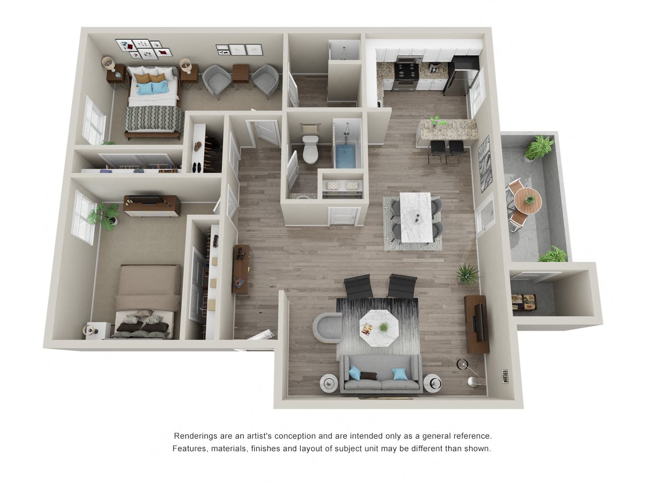 B2: 2 Bed 2 Bath floor plan